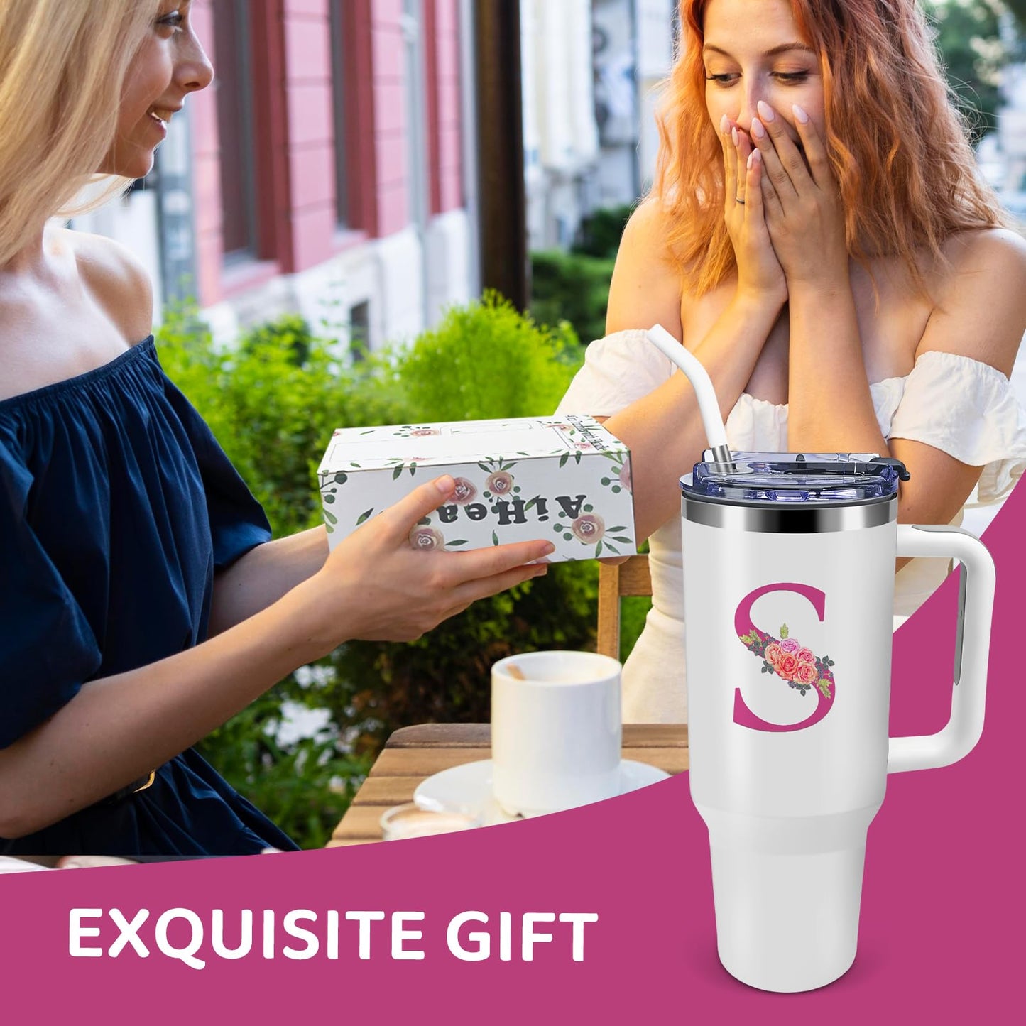 AiHeart Personalized Gifts for Women,Birthday Gift for Sister,Wife,Best Friend,Monogrammed Customized Gifts,Travel Tumbler,Iced Coffee Tumbler,for Christmas,Halloween-S