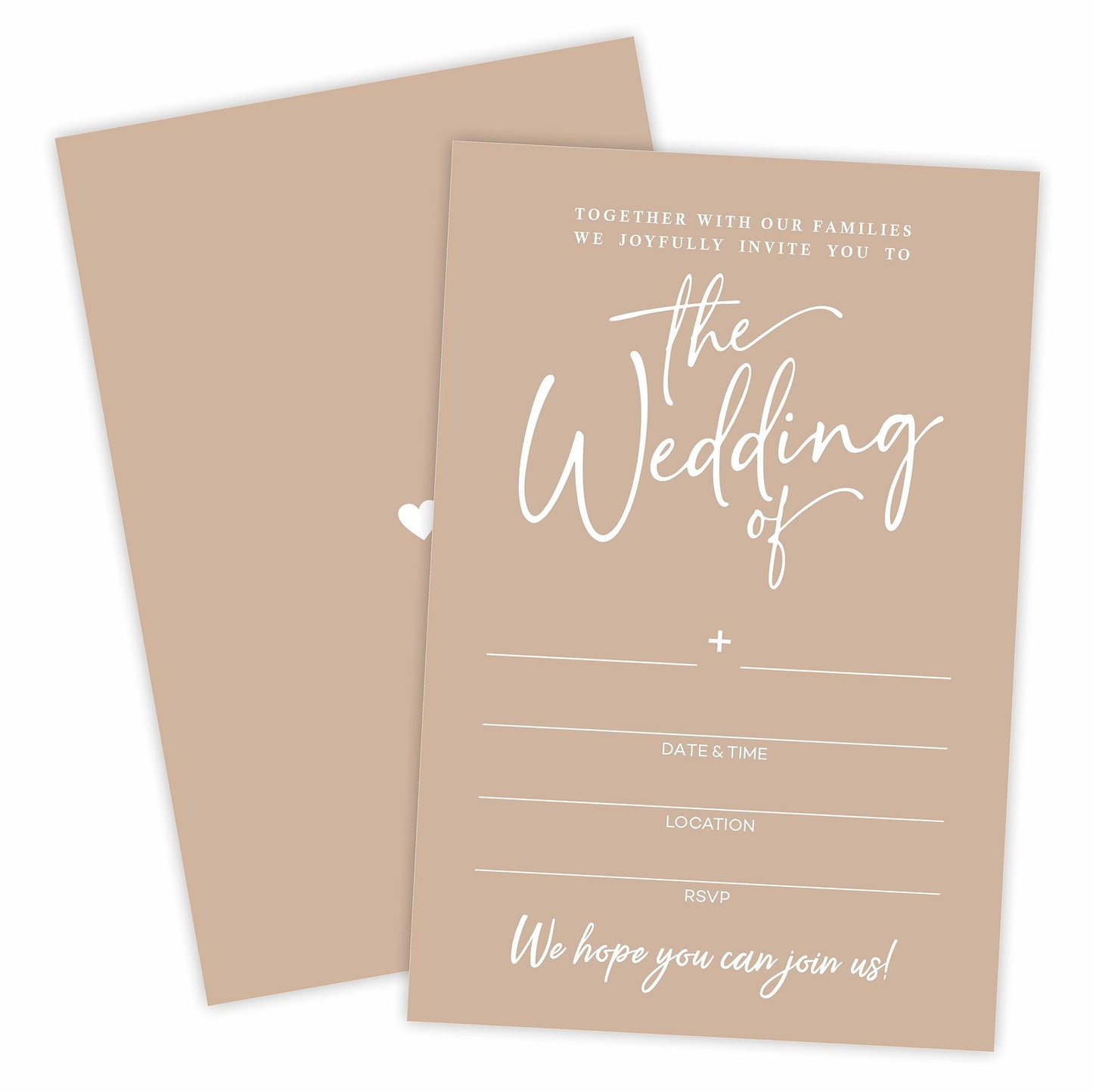 TPYEN Wedding Invitations - Minimalism Brown - 25 Wedding Invites With Envelopes, Double-Sided Fill In Style Invites For Mr & Mrs, Party Favor And Supplies - A07