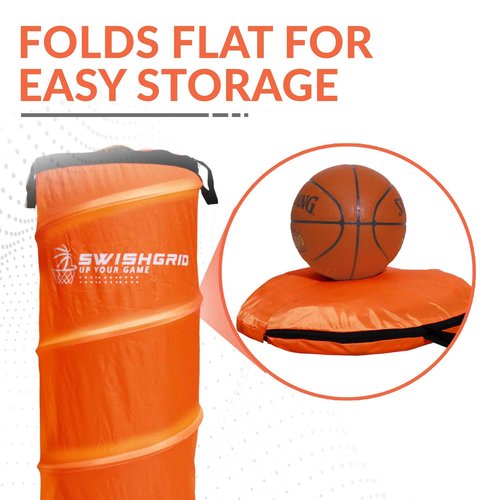 SwishGrid Portable Pop-Up Defender Dummy Trainer - Basketball Dribble Training - Football Tackling, Soccer Dribbling Dummies - Equipment to Improve Skills w/Built-in Storage (3 - Pack)