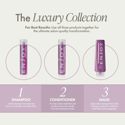 Enjoy Luxury Conditioner - Eliminates Frizz Cleansing Moisturizing Smoothing - Sulfate Free For Thick Coarse or Curly Hair (33.8 Fl Oz)
