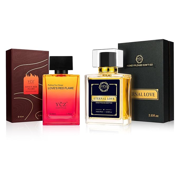 Ycz Cologne for Men Set, 1.7oz(50ml) Bottled Borrowing Fire & Carnival Men Perfume, Sophisticated Woody Rose Patchouli, Highquality Long Lasting Perfume, Sleek Bottle Design for Christmas Gifts Ideal