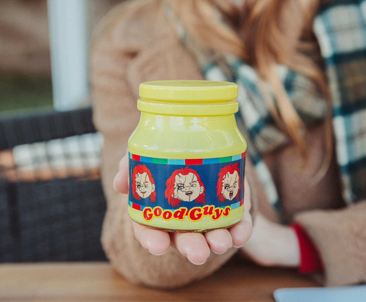 Silver Buffalo Child's Play Chucky Expressions Glass Storage Jar With Lid | Container For Snacks, Candy, Keepsakes | Holds 5 Ounces