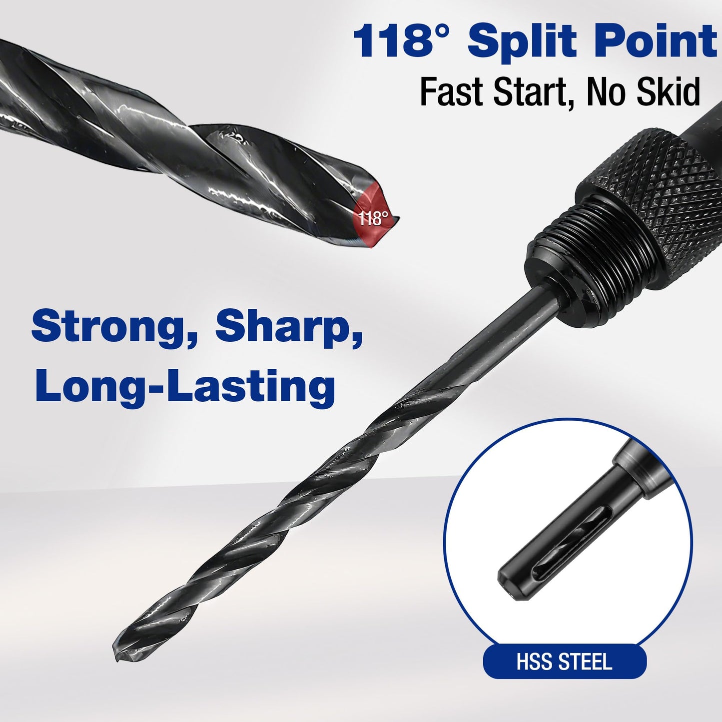 WORKPRO 3-Piece Self Centering Drill Bit Set, Durable HSS VIX Bit with Hex Key, 3/32”, 7/64”, 1/8” Center Drill Bits, 1/4 Inch Hex Shank for Precise Cabinet and Door Installation
