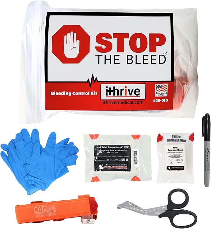 iThrive Medical - Stop The Bleed Trauma Kit - Bleeding Control Kit with CAT Tourniquet & Trauma Shears - Emergency First A...