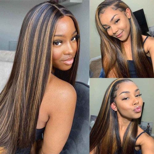 IFTIME Highlight Ombre Lace Front Wig Human Hair 180 density 22 inch straight wigs human hair 13x4 lace front wigs human hair wigs for black women