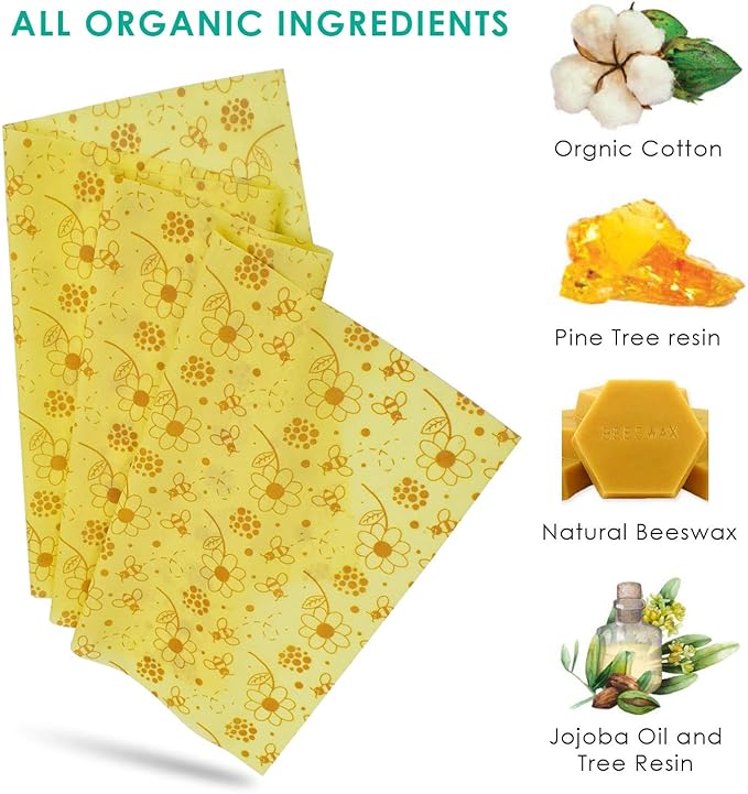 Reusable Beeswax Food Wraps, 13x39 Inch Eco-Friendly Beeswax Wraps for Bread Sustainable Food Storage Wraps Beeswax Paper Roll for Sandwich, Cheese