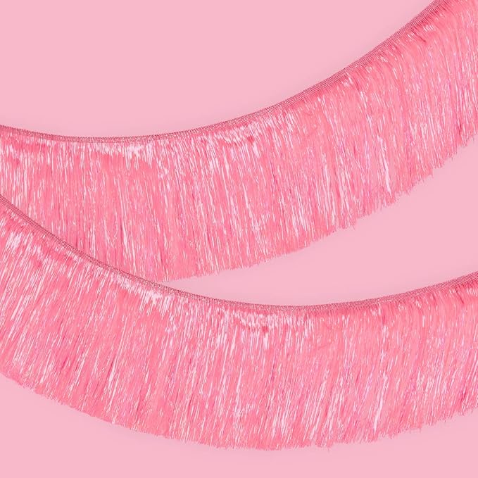 xo, Fetti Pink Iridescent Fringe Banner - 5 Ft. | Bachelorette Party Decorations, Birthday Party Decor, 21st Bday Decor, H...