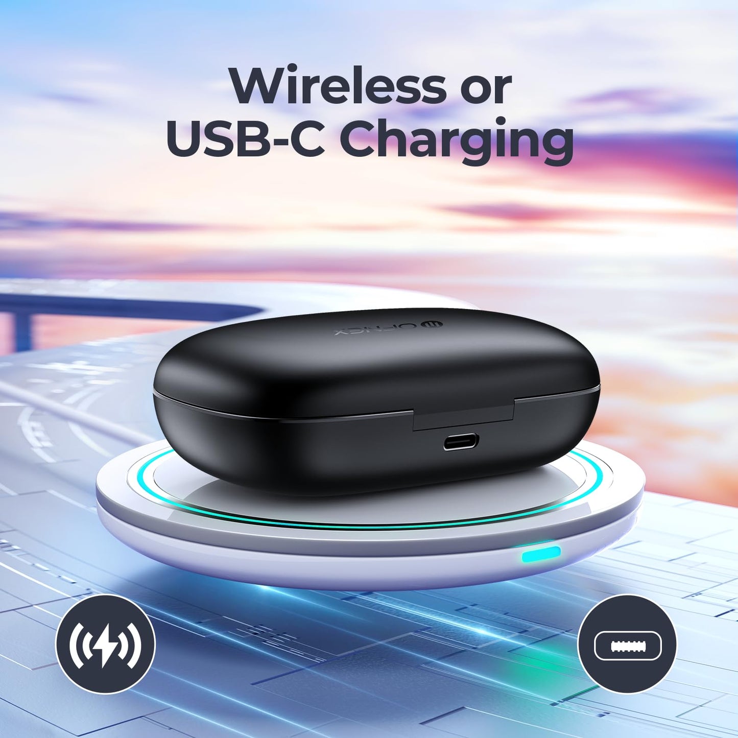 Wireless Earbuds Bluetooth 5.3 Headphones 90 Hrs Playtime Ear buds with Wireless Charging Case Power Display Over-ear Earphones with Earhooks Waterproof Stereo Headset for Android phone Workout Black