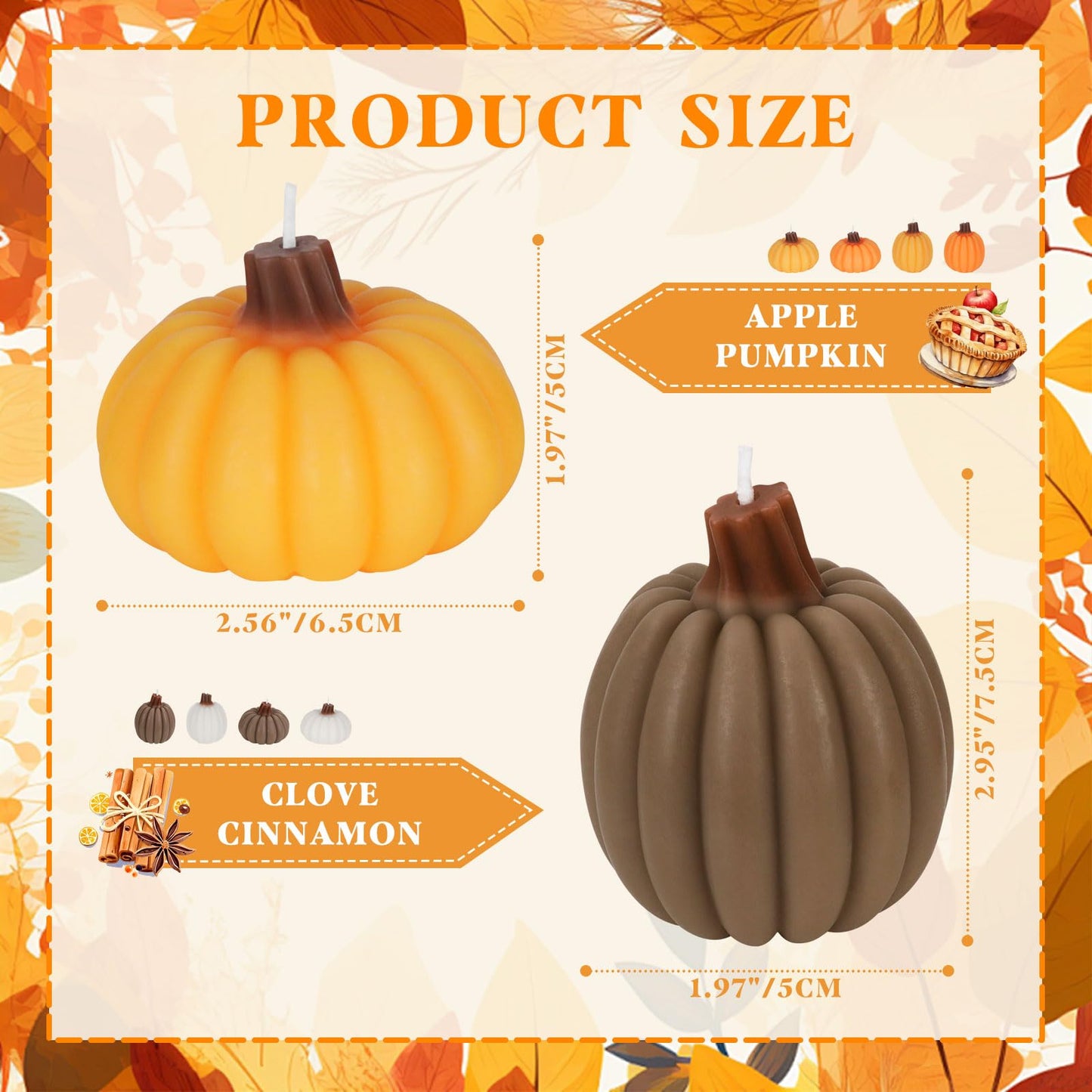 Lanpn Fall Scented Candles Gift Set 8 Pack, Pumpkin Shaped Spice Candle, Thanksgiving Aromatherapy Candles, Orange Soy Wax Votive Tea Lights, Autumn Home Farmhouse Table Decor Tabletop Centerpiece