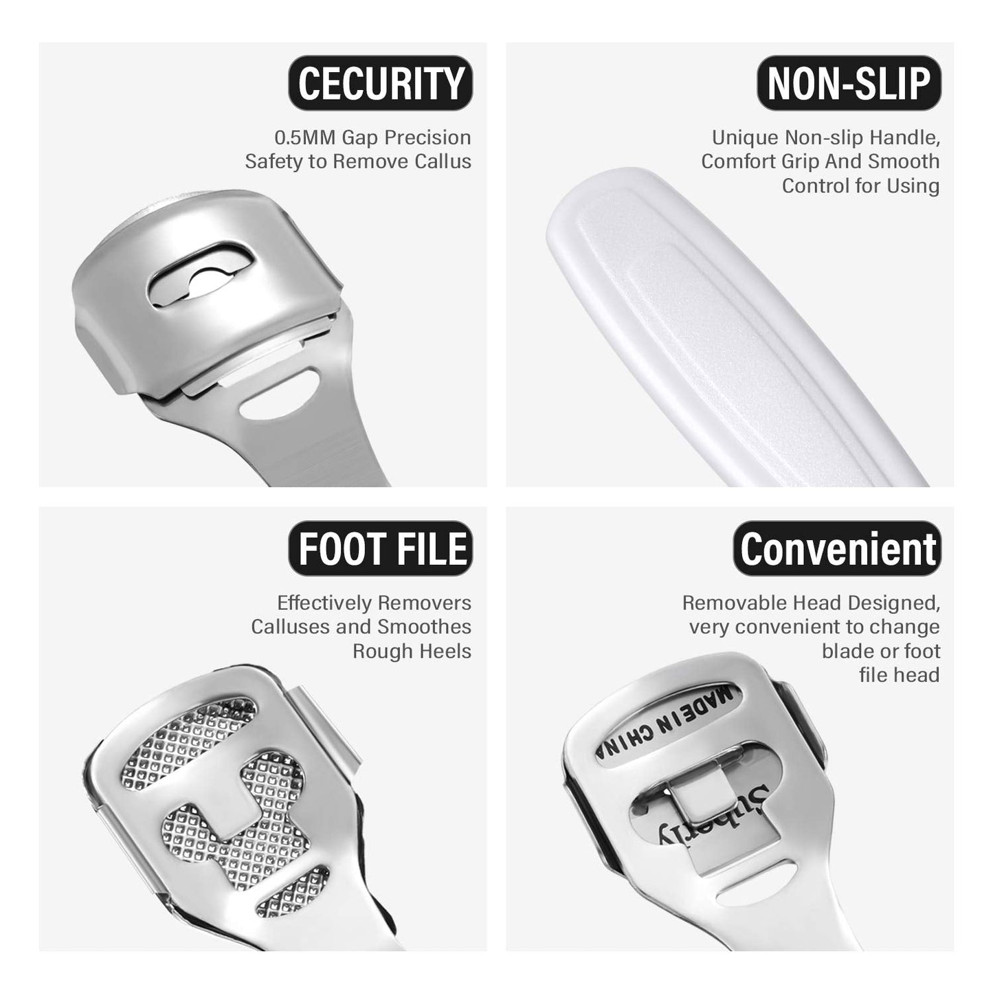 24 Pieces Callus Shaver Sets, 20 Replacement Slices Blades 2 Callus Shavers Stainless Steel and 2 Foot File Heads Foot Care Tool
