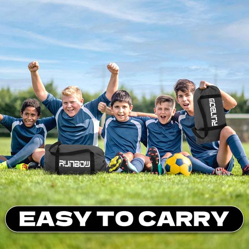 RUNBOW 11x5.5',9x5',6x4' FT Metal Frame Soccer Goal for Backyard Kids Adult Junior Teenager Large Soccer Net with Carry Bag (11x5.5FT, 1 Pack, Black)