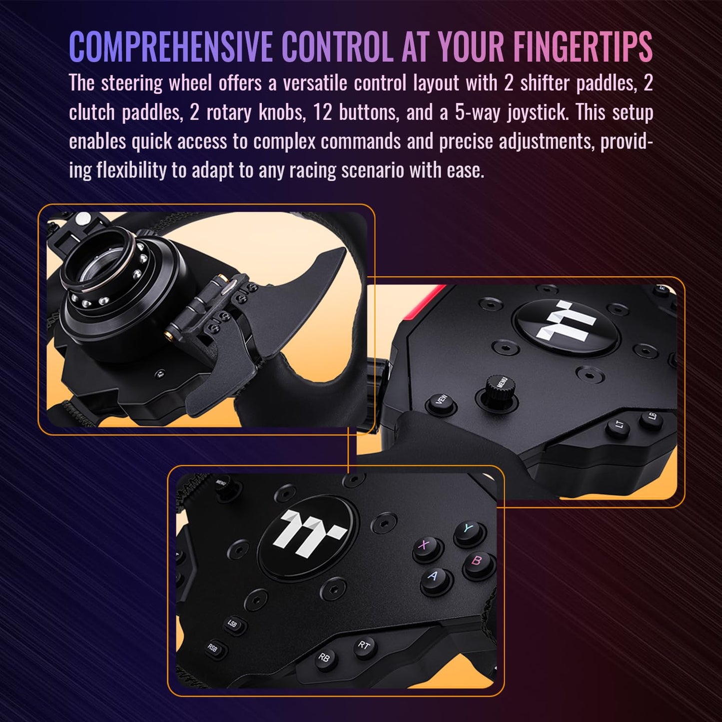 Thermaltake G15 Direct Drive Racing Wheel with Pedals Bundle; 15Nm Direct Drive Base; Hall Effect Pedals; 13-inch Wheel; Quick Release; Emergency Stop; Compatible with Sim Cockpit; GRB-G15-DGT3BB-01
