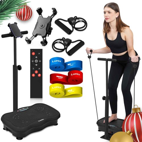 Lunix LX18 Vibration Plate Exercise Machine with Handles & Magnetic Acupoints, Power Platform for Lymphatic Drainage, Full Body Workout Home Fitness Equipment with Phone Holder