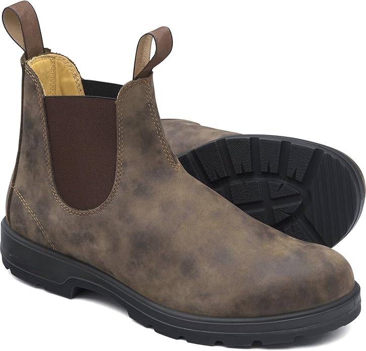 BEDGMDEG Men'S Waterproof Block Heel Chelsea Boots Retro Non-Slip Pull-On Work Hiking Boots