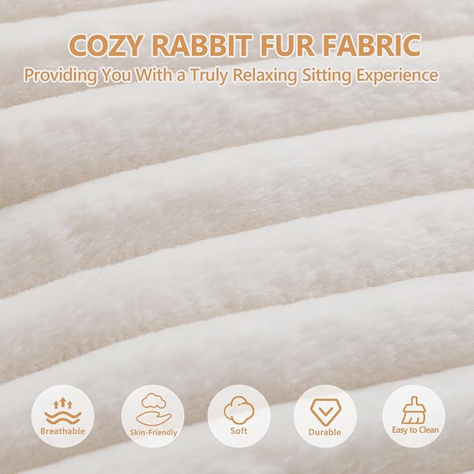 Giant Bean Bag Lounger Sofa with Pillow, Large Beanbag Chair for Adults, Oversized Comfy Beanbag Lazy Floor Sofa, Bean Bag Couch with Memory Foam Filled for Living Room, Bedroom, White