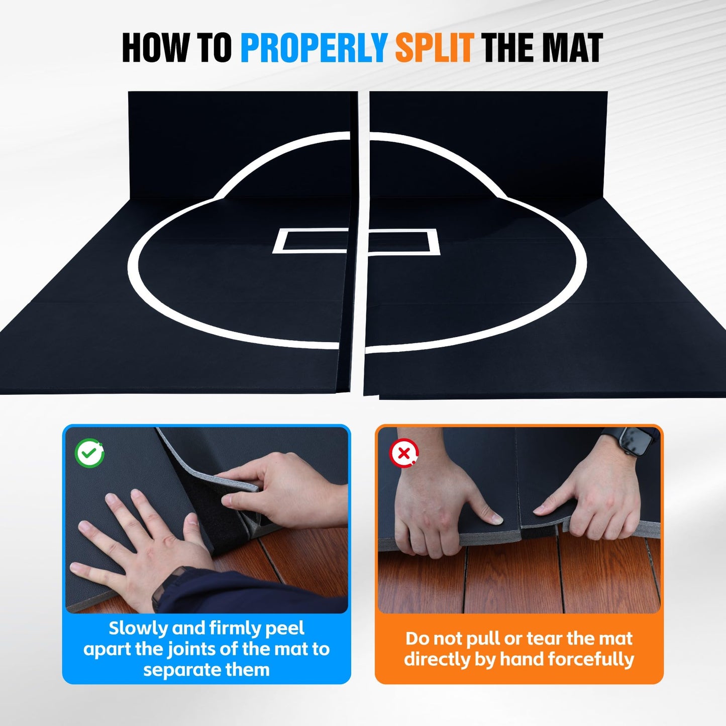 HESMAX 10' x 10' / 10' x 6.5' Wrestling Mat for Home, Foldable BJJ Jiu Jitsu Mat with 3cm Foam, Antislip Waterproof Training Mat for MMA, Grappling, Judo, Boxing, Martial Arts 1p7