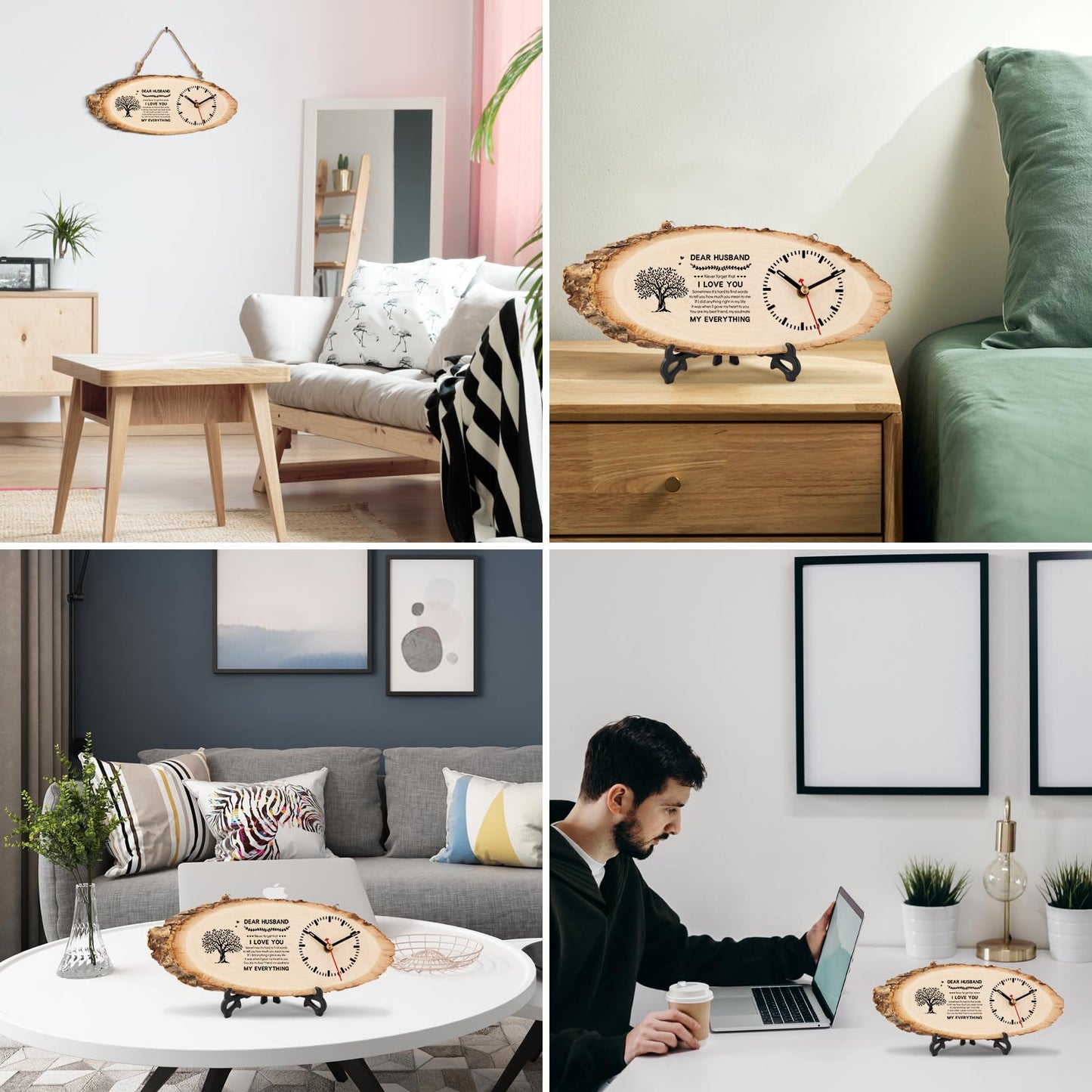 BeauGift Husband Birthday Gift, Wooden Clock Gifts for Husband, Husband Birthday Present from Wife, Anniversary Clock Gift Valentine's Day for Him Office Home Decor