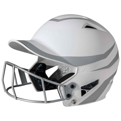 CHAMPRO HX Rise Legend 2-Tone Matte-Finish Fastpitch Softball Batting Helmet with Facemask, Large, Silver