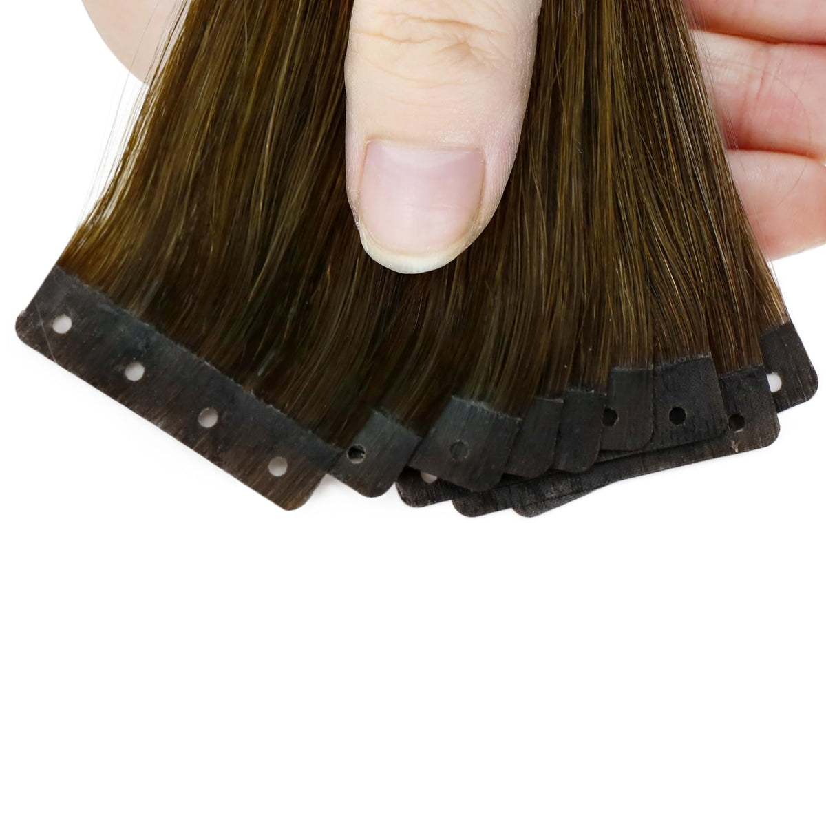 Full Shine Tape in Hair Extensions Human Hair Tape in Balayage Extensions Color 4 Medium Brown to 24 Blonde and 4 Medium Brown 2