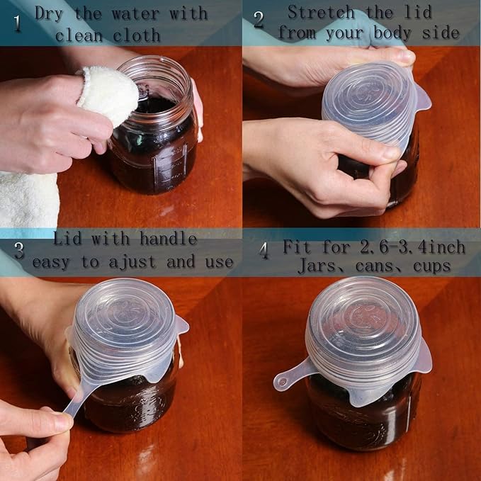 Extra Small Silicone Stretch Lids 0.8 Inch 5 pack Same Size Reusable Silicone Jar Cover to Fit 0.8 Inch to 1.1 Inch Cans Cups Bottles Mini Mason Jars