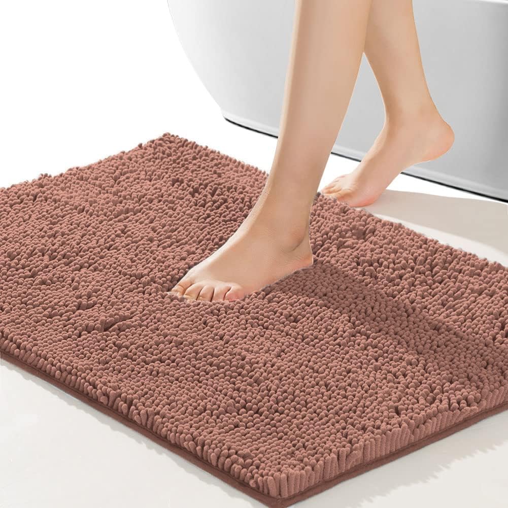 SONORO KATE Bathroom Rug,Non-Slip Bath Mat,Soft Cozy Shaggy Thick Bath Rugs for Bathroom,Plush Rugs for Bathtubs,Water Absorbent Rain Showers and Under The Sink (Taupe Brown, 36"×24")