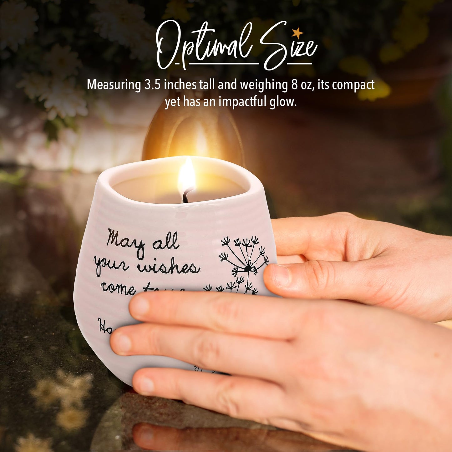 Pavilion - 8 Oz Candle Holder - Pink Ceramic Candle Jar with 100% Soy Wax Candle Serenity Scent "May all your wishes come true Happy 60th" Ideal Gift for Loved Ones - Printed Text, Love Theme & Oval