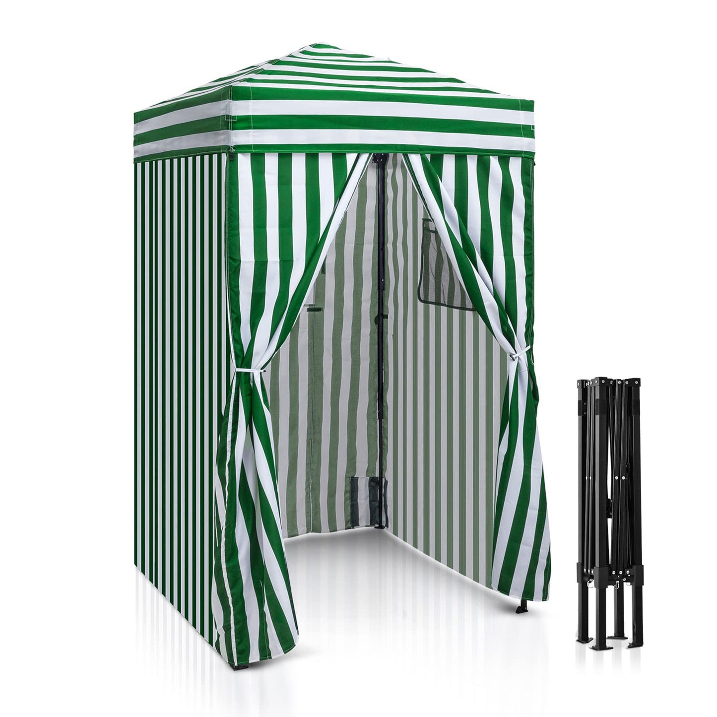 EAGLE PEAK Flex Ultra Compact 4x4 Pop-up Canopy, Sun Shelter, Changing Room, Portable Privacy Canopy Cabana for Pool, Fashion Photoshoots, or Camping, Green/White