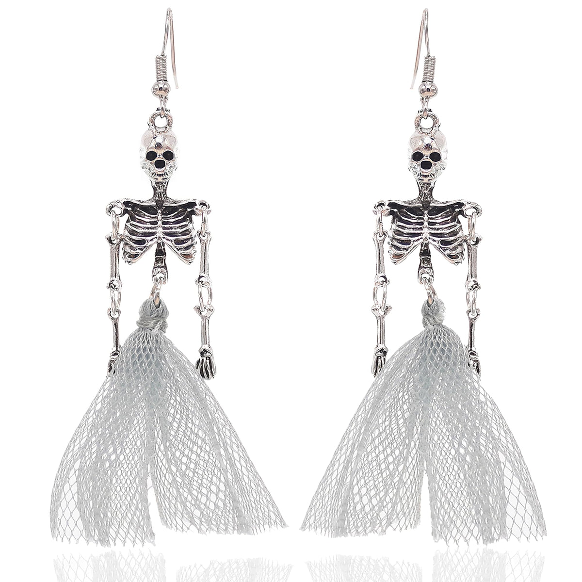 Halloween Earrings for Women, Halloween Dangle Earrings, Horror Earrings, Light Up Pumpkin Earrings & Necklace, White Skeleton Earrings for Women, Skull Ghost Spooky Weird Earrings for Women (Skeleton - Pride)