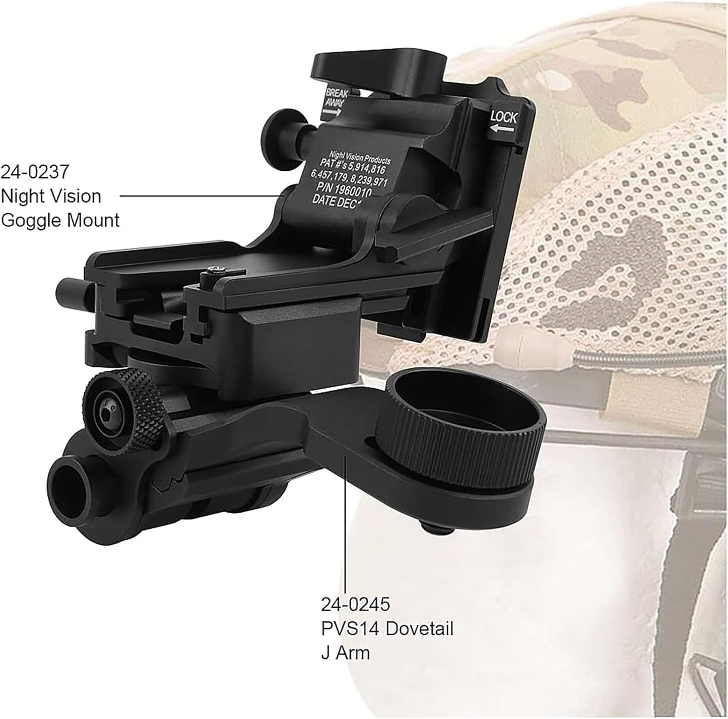 YSS NVG Mount for Helmet Base Adapter G24 Mount Fit for PVS18/PVS31 Night Vision Binoculars/Monoculars with J Rrm Night Vision Mount Kit Compatible with PVS 14