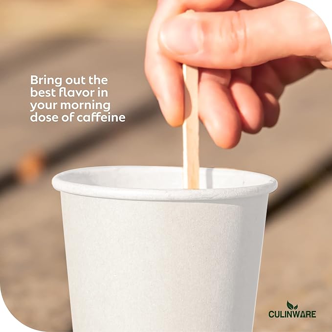 CulinWare Birch Wood Coffee/Beverage Stirrers Eco-Friendly Great For Your Coffee Nook. (1000, 5.5")