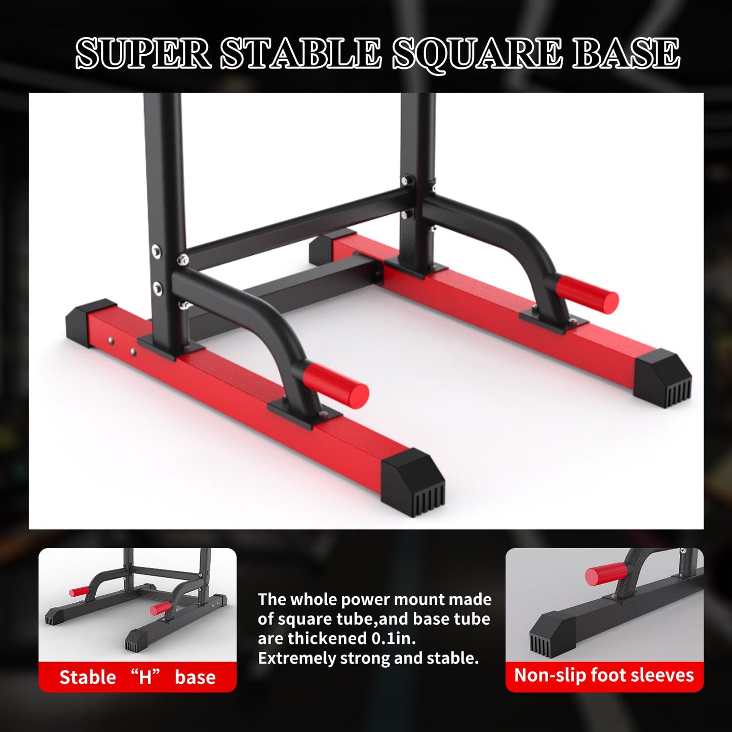 Power Tower Dip Station, Pull Up Bar Station & Multi-Function Gym Equipment For Home Strength Training Adujustable Height Up to 85.5",Load 400LBS