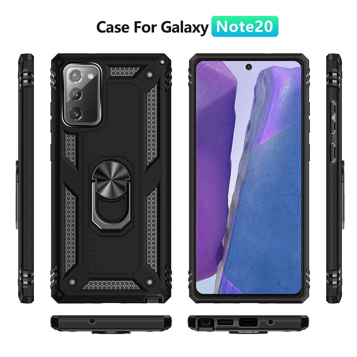 Addit Note 20 Case, Phone Case For Samsung Galaxy Note 20 Case,With Kickstand Ring,Adjustable Stand,Military Grade,Heavy Duty Pr