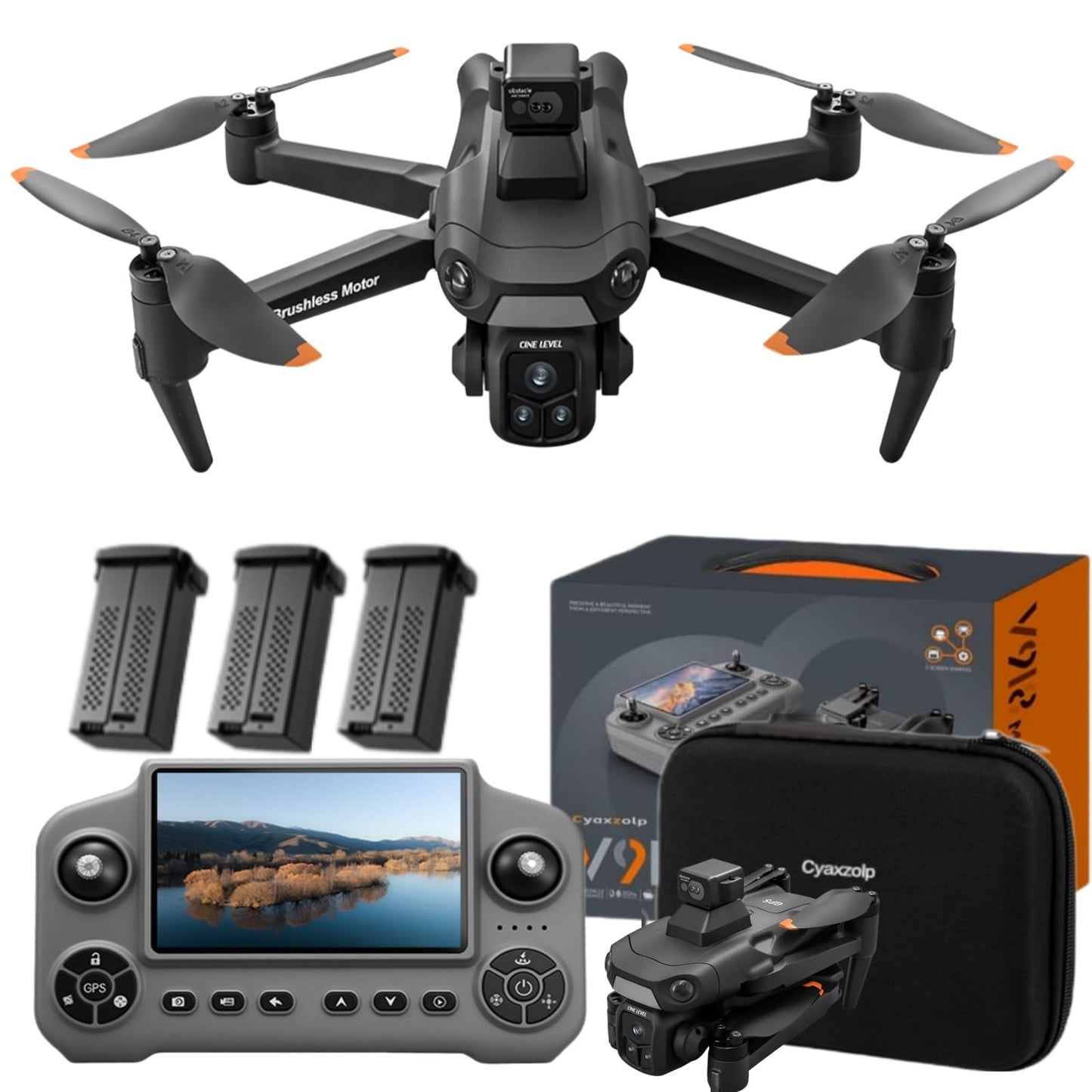 Drones with 8k Camera for adults 4k video,Drone with 4.5-inch LCD High-definition Large Display Screen Remote Control Quadcopter,3 Batteries, 5G HD Brushless GPS Drone Auto Return, Obstacle Avoidance 360 (Black)