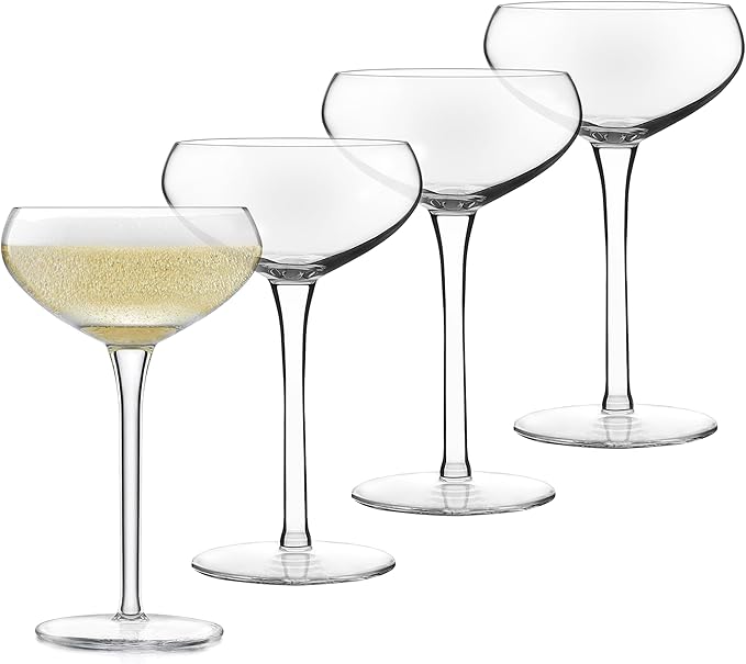 Libbey Signature Kentfield Coupe Cocktail Glasses, 9-Ounce, Set of 4, Made in USA, Dishwasher Safe, Elegant Stemmed Glassw...