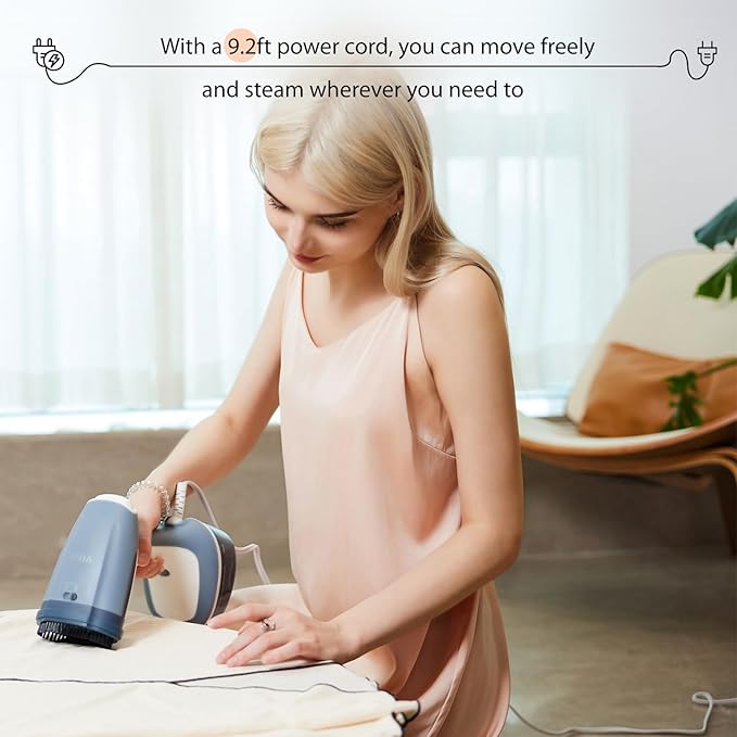 YIKA Steamer for Clothes, 30s Heat Up, 300ml Water Tank, Portable Garment & Clothing Wrinkle Remover, Travel Steam Iron with 25 Minutes Continuous Steam for All Kinds of Fabrics