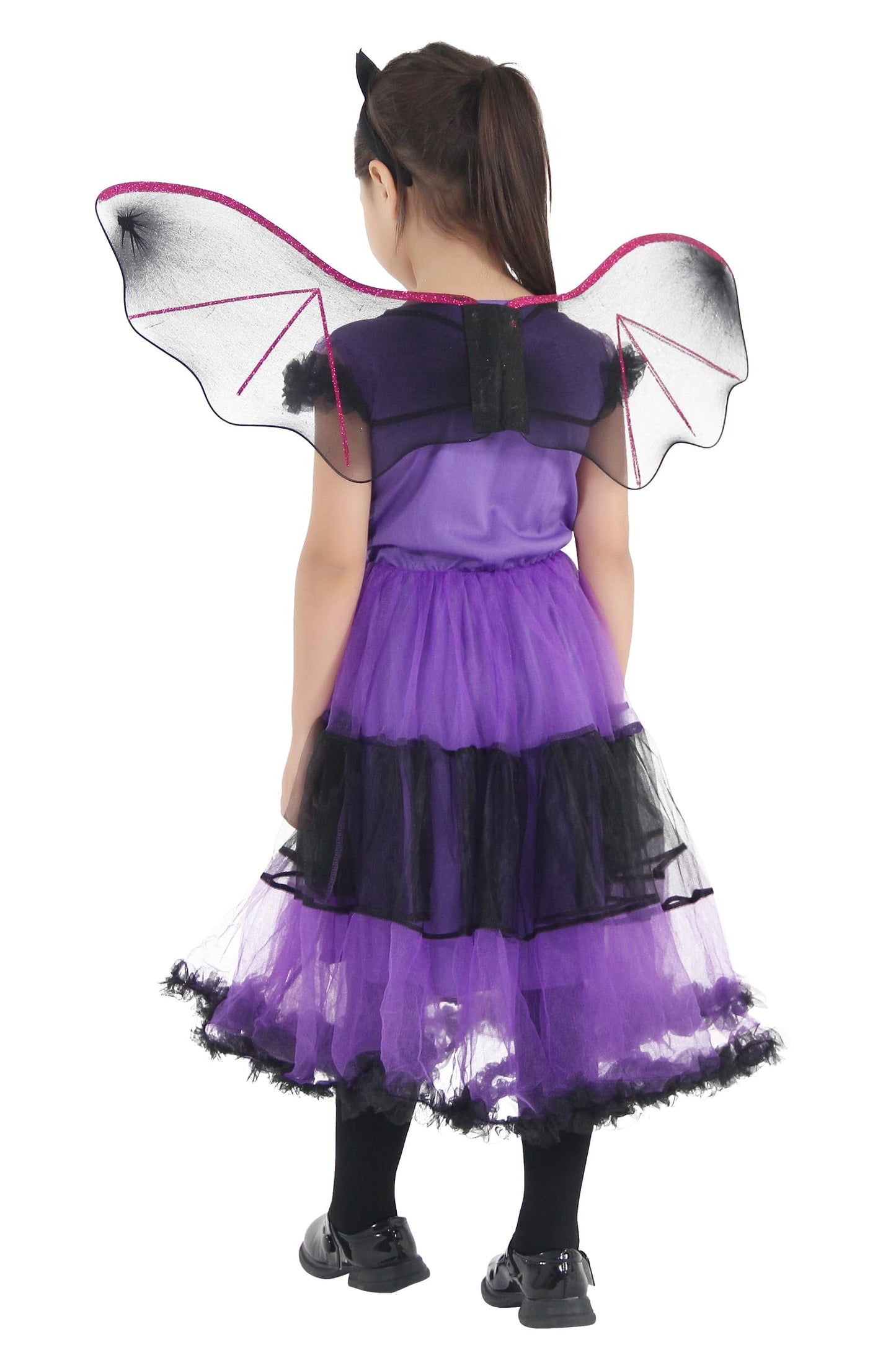 EOZY Girls Bat Vampire Costume Kids Halloween Clothes Animal Cosplay Purple Dress (4-6 Years)