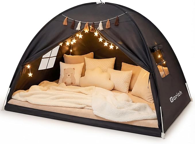 Gorich Twin Bed Tent for Kids, Indoor Privacy Toddler Sleeping Canopy with Mesh Window, Fits Bunk or Floor Bed, Include St...