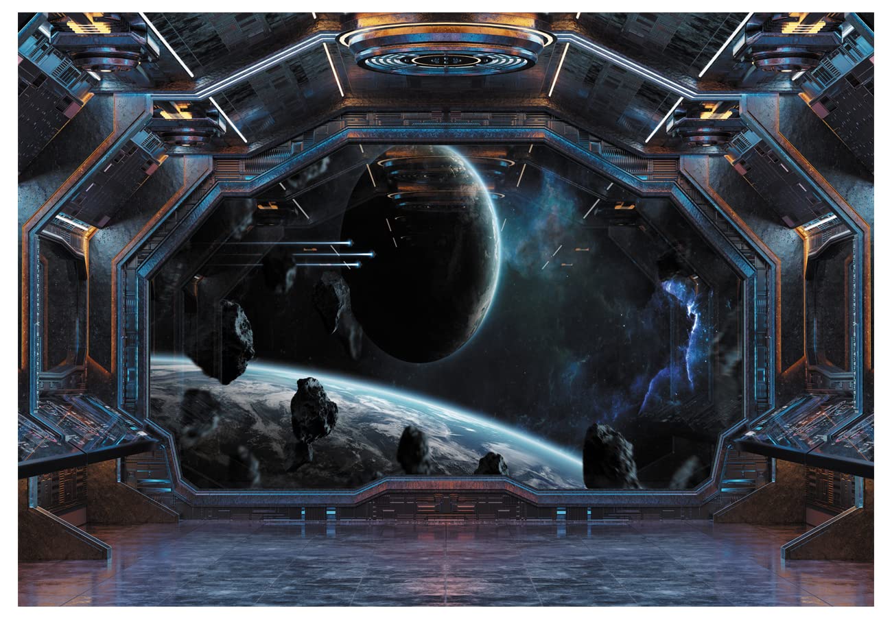 Yynxsy Space Station Background Spaceship Photography Backdrops Science Fiction Technology Series Small Video Shooting Children