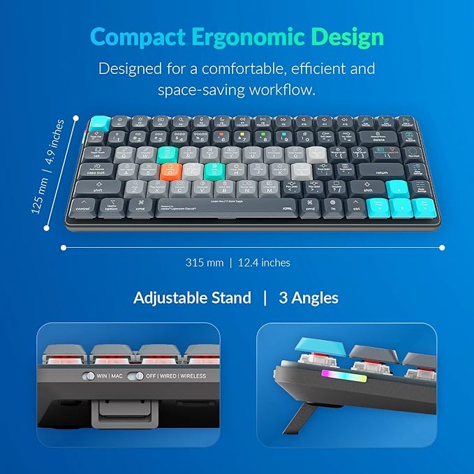 JCPAL Adobe Lightroom Keyboard • Dash Wireless Shortcut Keyboard for Mac and PC • Shortcut Hotkeys, Color-Coded Key Guide, Fully Customizable, Compact Low-Profile Design