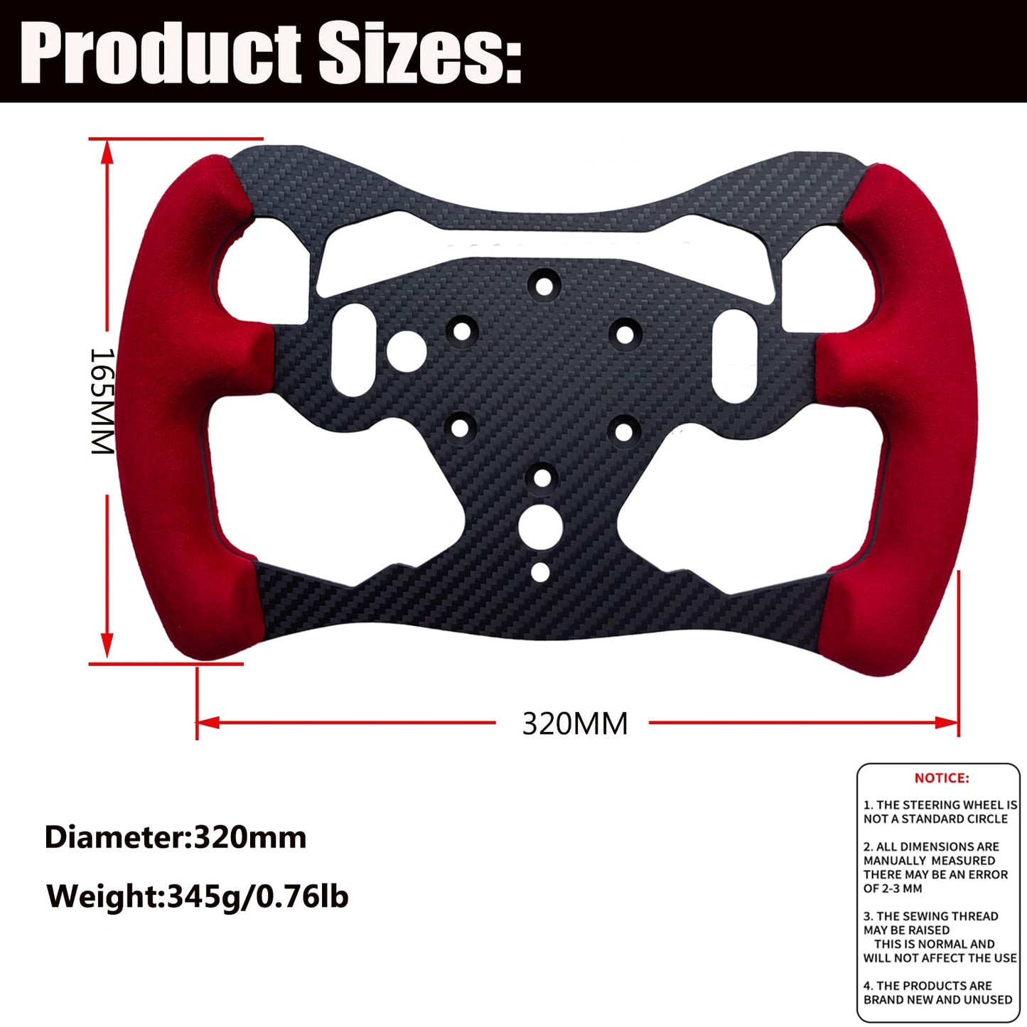 F1 Formula Real Carbon Fiber Wheel Mod For Logitech G PRO SIM Racing Wheel ; Replace Supper lightweight Compatible with Logitech G RS RS50 System Hub Shifter With Suede Grip (12 INCH GT Red Suede)