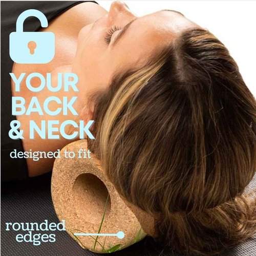 Inviguri Roller Yoga Wheel for Back & Neck Pain, Withstands Heavy Weight, with Spinal Groove, Medium to Deep Pressure for Heavy Duty Foam Rolling, Made from Natural Cork