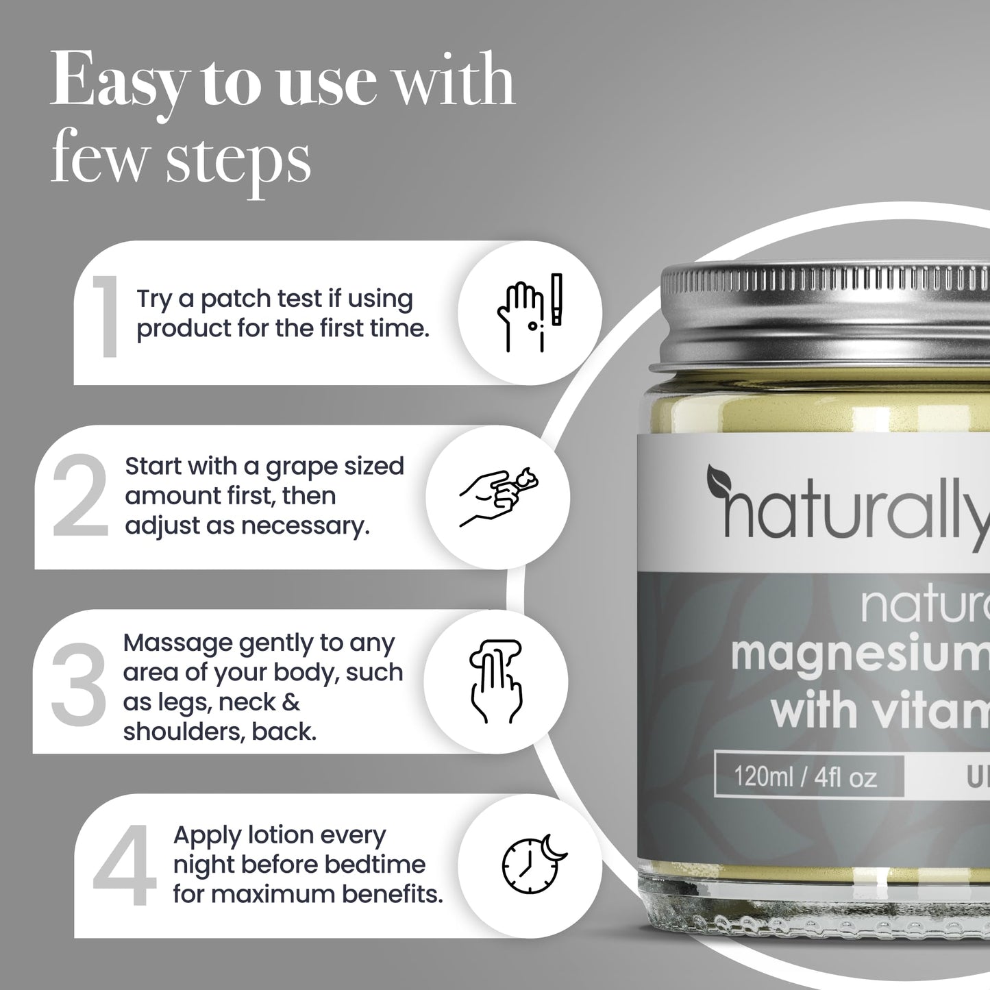NaturallyMum - Magnesium Cream with Vitamin D3 [4 Fl Oz] - Magnesium Calm Cream and Vitamin D Lotion - Magnesium D3 Cream - Calm