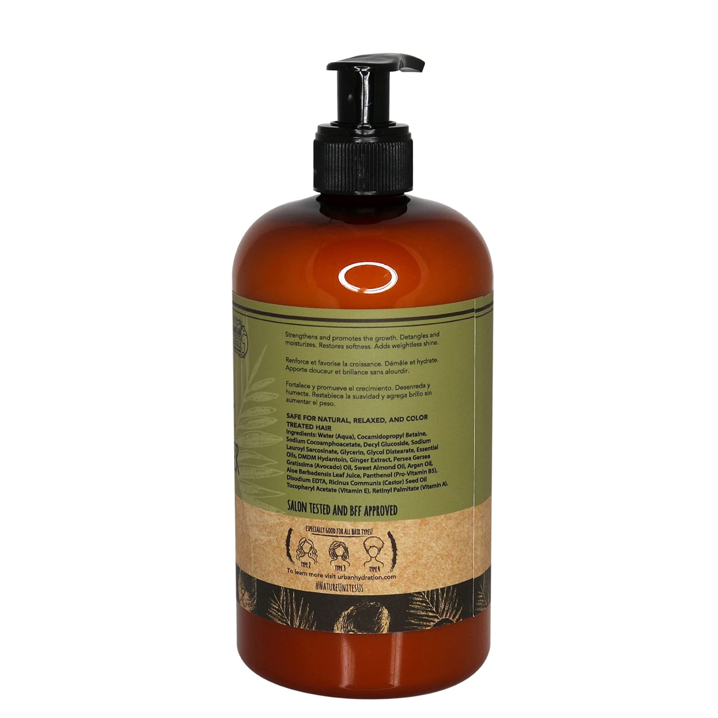 Urban Hydration Jamaican Castor Oil Shampoo and Detangler | Sulfate, Paraben and Dye Free, Cleanses, Hydrates and Repairs Damage