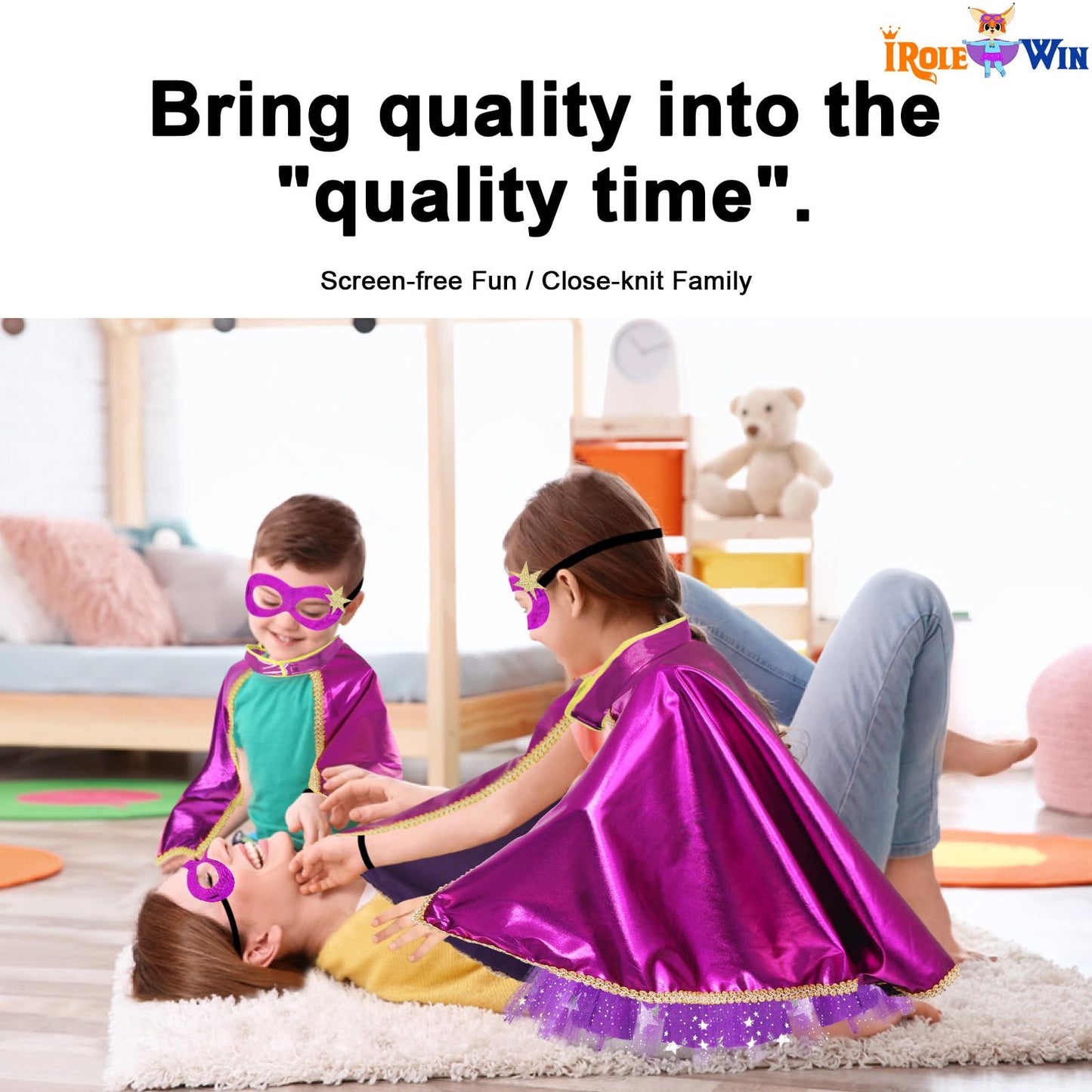 iROLEWIN Kids-Superhero-Cape and Mask TuTu for Girls Super Hero Costume as Toddler Dress-Up Clothes School Play Party Gifts