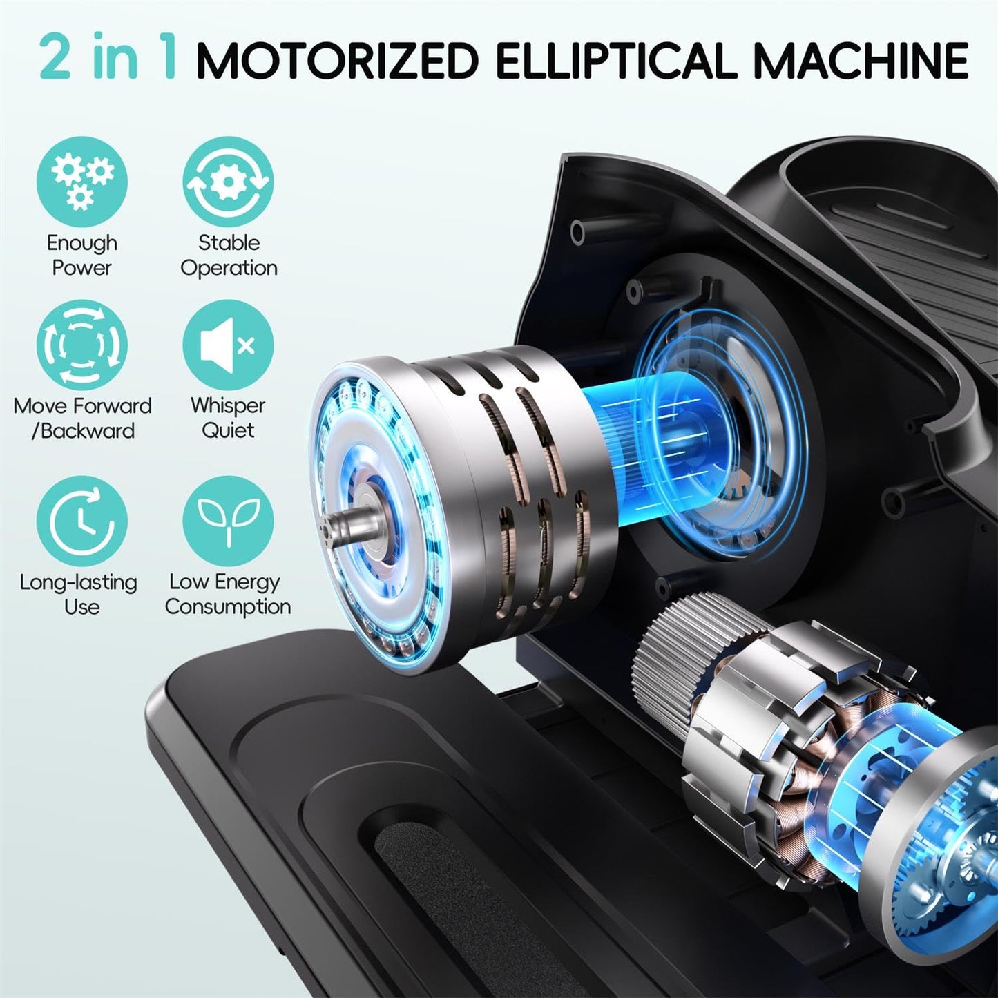 Under Desk Elliptical Machine,Electric Elliptical Leg Exerciser for Seniors with 12 Adjustable, Portable Quiet Elliptical Exercise Machine, Seated Pedal Exerciser with Resistance Band Quiet & Portable