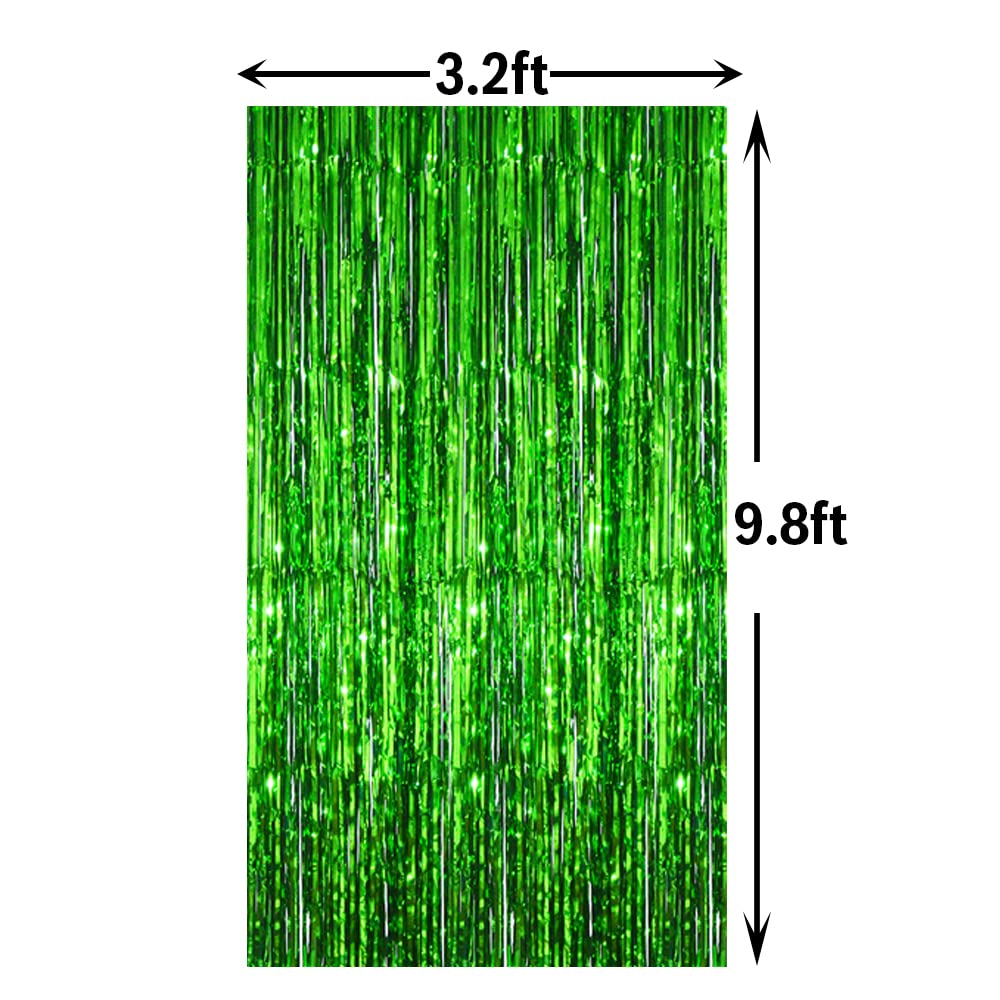 Goer 3.2 Ft X 9.8 Ft Metallic Tinsel Foil Fringe Curtains Party Photo Backdrop Party Streamers For St. Patricks Day,Birthday,Gr