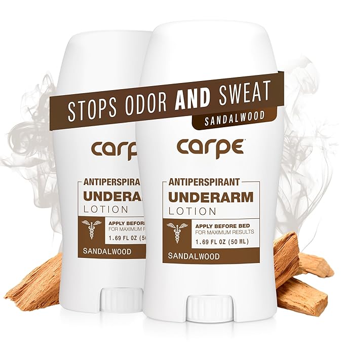 Carpe Underarm Antiperspirant Deodorant Advanced Sweat & Odor Protection Formula - Deodorant for Men & Women - Helps to Combat Excessive Sweating with Odor Control - Sandalwood (Pack of 2)