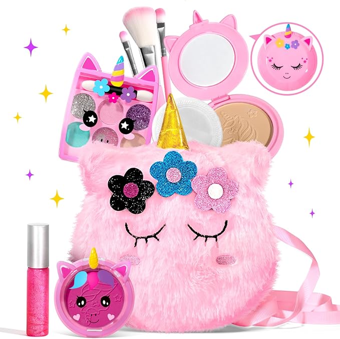ULOVEME Kids Real Makeup Kit for Little Girls - Real, Non Toxic, Washable Make Up Toy - Umicorn Toys Gift for 3 4 5 6 7 8 ...