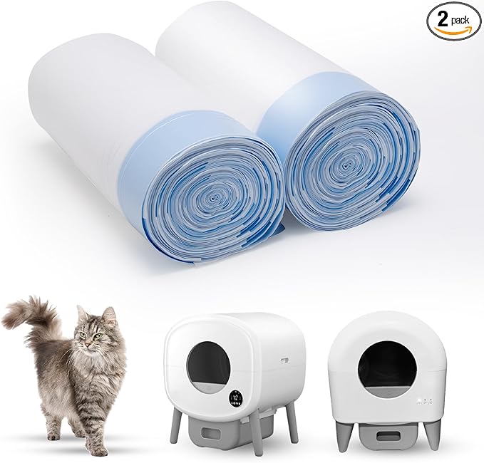 40 Count 26" x 11.8" Cat Litter Box Liners for Fsitego and Fumoi Self Cleaning Litter Box, Extra Thick Heavy Duty Cat Litter Bags Replacement, 3-4 Gallons of Capacity