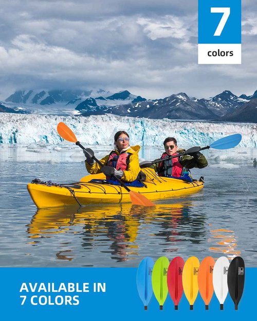 OCEANBROAD Kayak Paddle 95in/241cm Alloy Shaft Kayaking Boating Canoeing Oar with Paddle Leash 2 Paddles, Blue